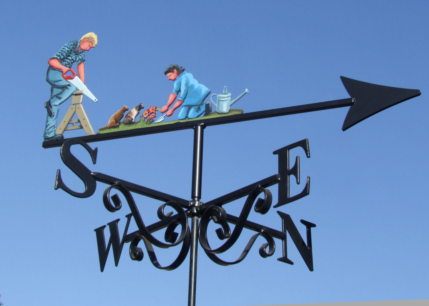 Gardening DIY Couple 2 Cats Artist Painted