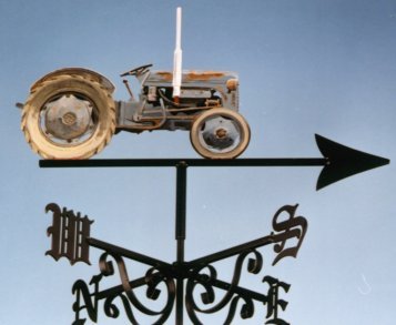 Fergie tractor weather vane painted to look old and rusty