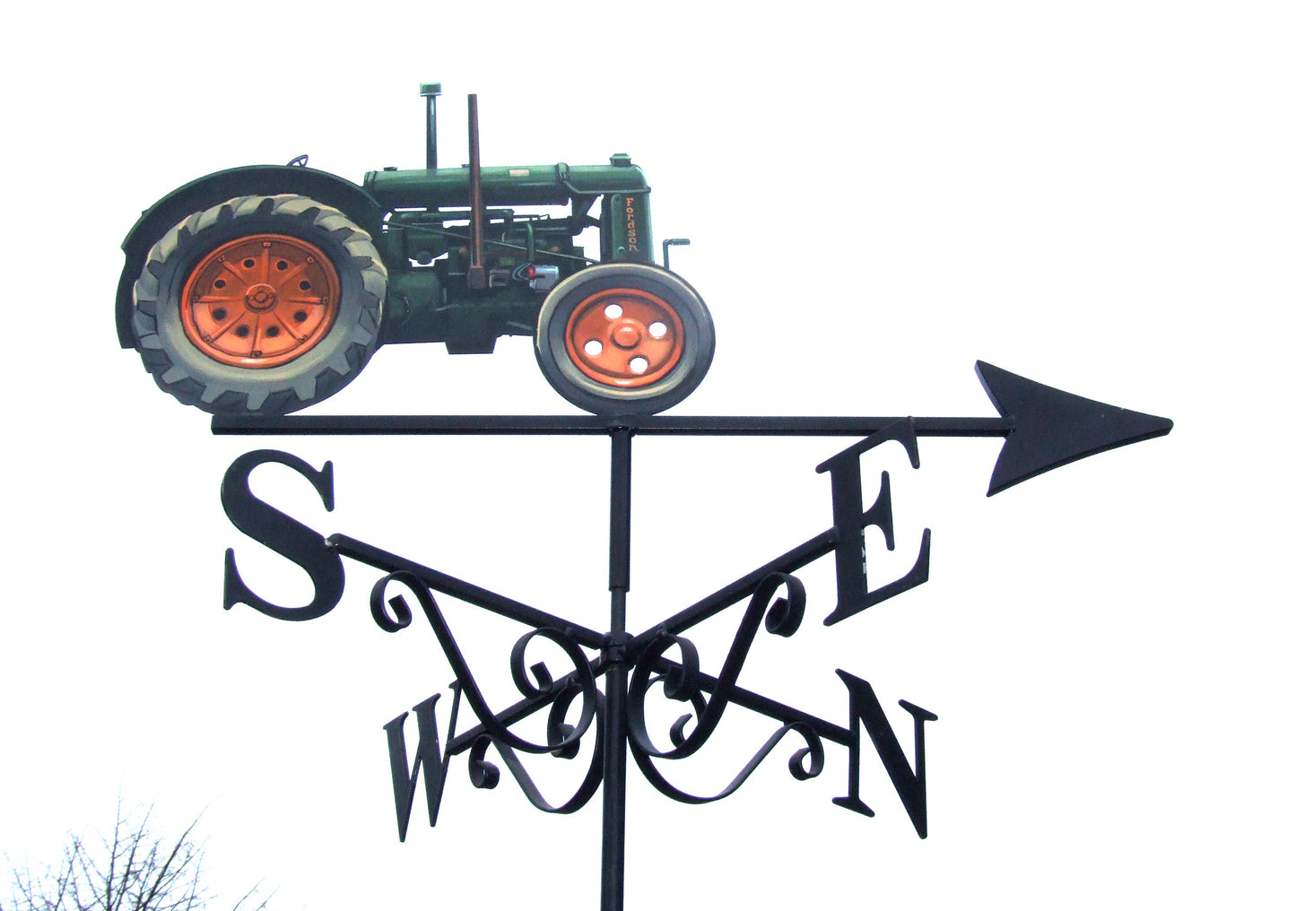 Fordson standard tractor painted green with red wheels weathervane top