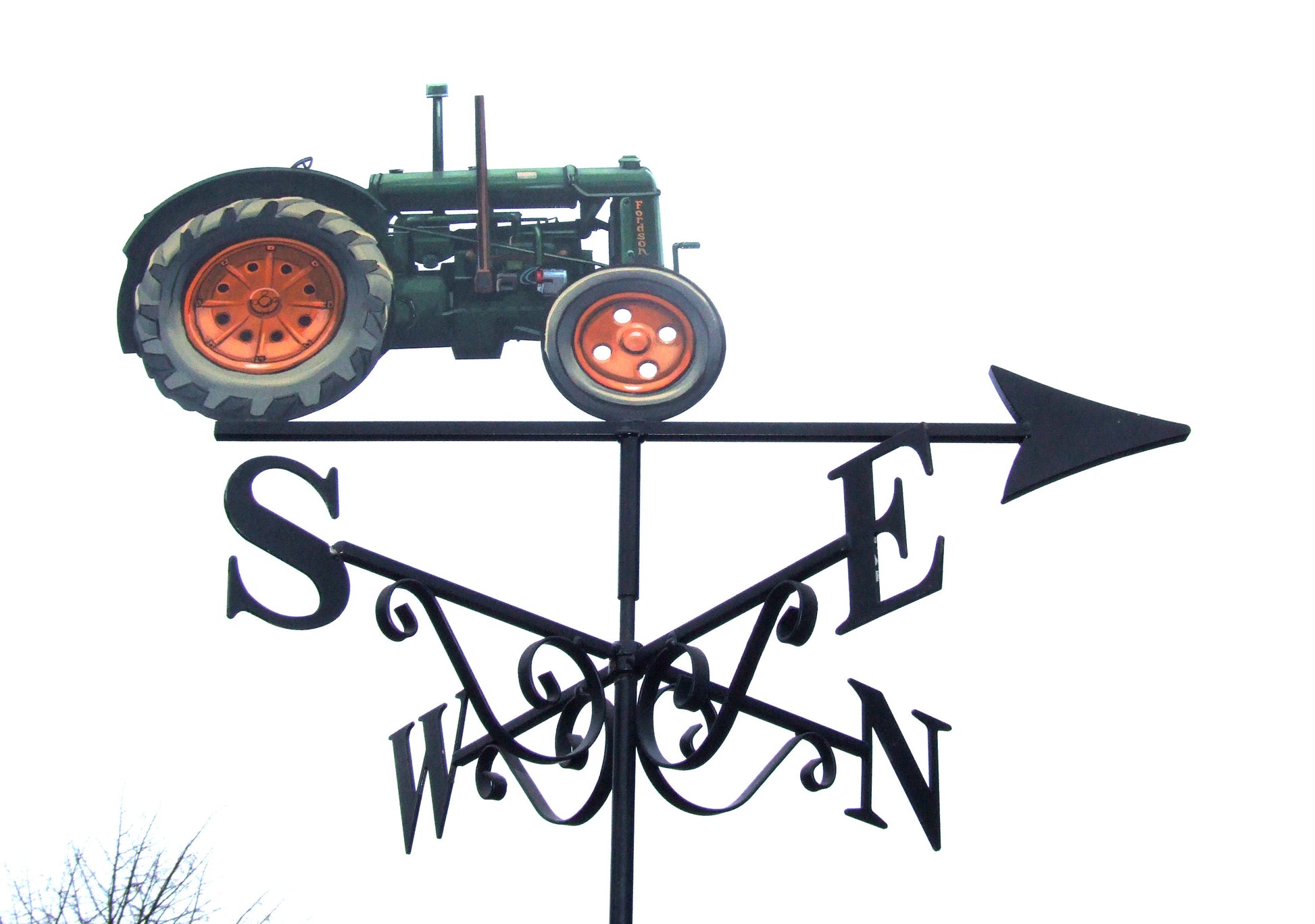 Fordson standard tractor painted green with red wheels weathervane top