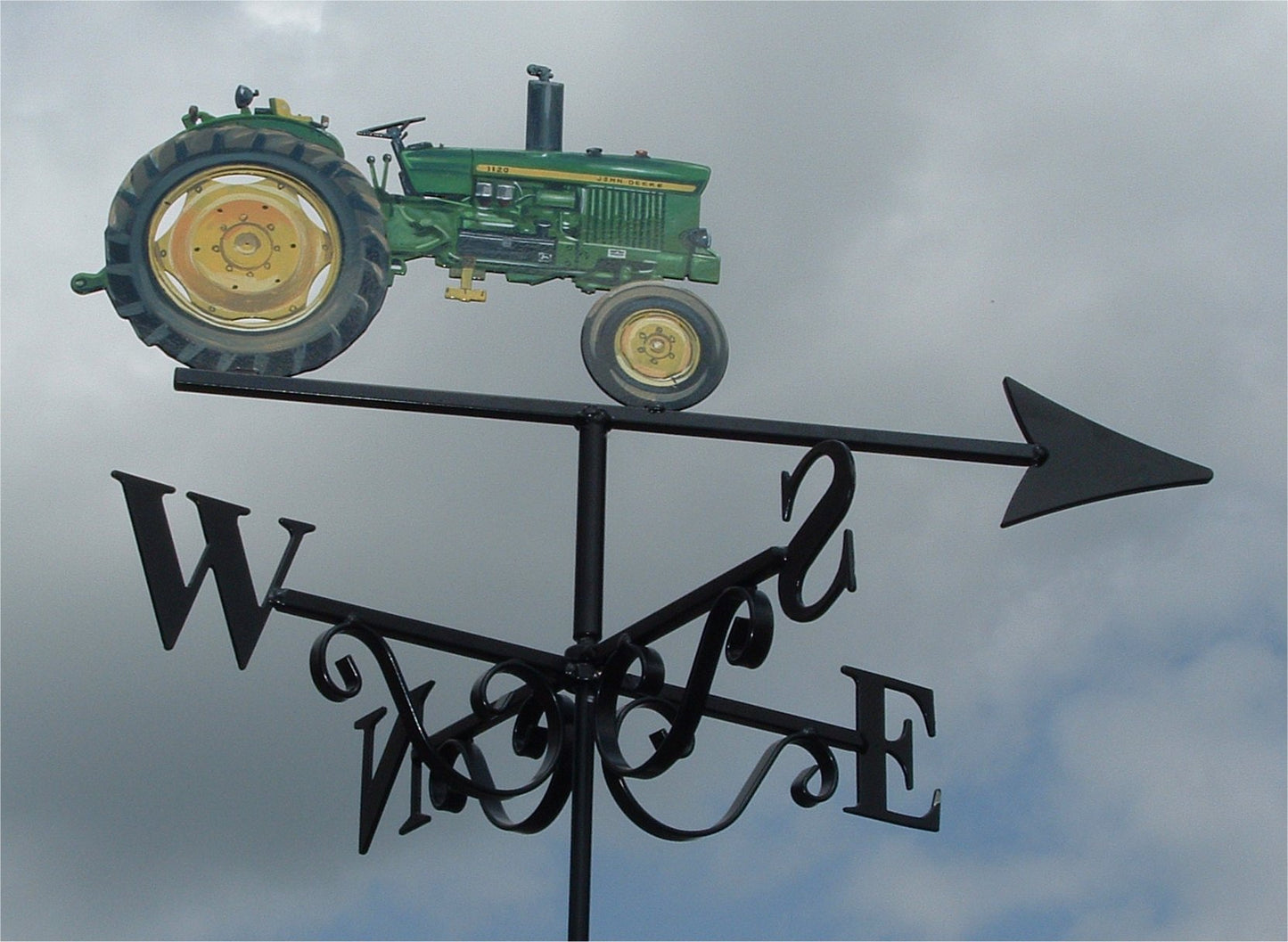 John Deere tractor painted green right side