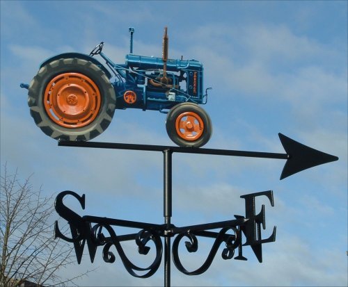 Fordson tractor hand painted blue and orange wheels right side weather vane