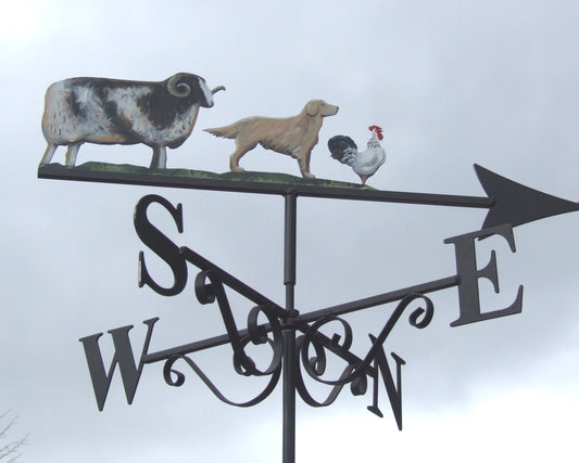 Jacobs Sheep, Dog & Cockerel Artist Painted