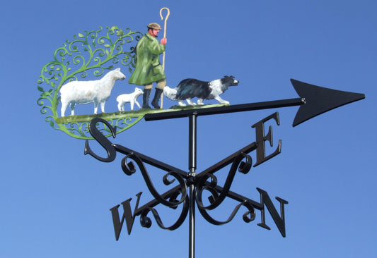 Shepherd, Tree, Dog and Sheep Artist Painted