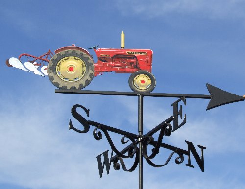 David brown tractor hand painted red with a plough attach weather vane