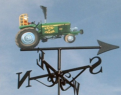 Hand painted john deer drag racing tractor weather vane
