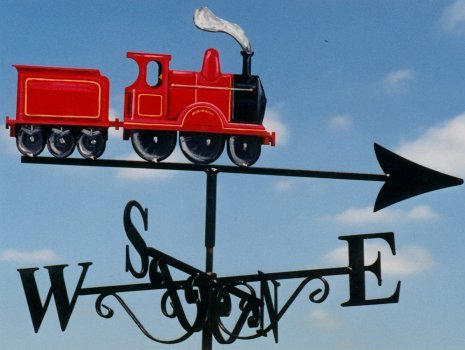 Steam train weathervane in red with tender