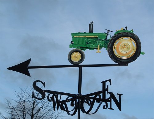John Deere tractor weathervane painted green left side