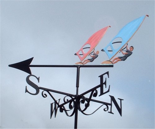 Two windsurfers artist painted weather vane